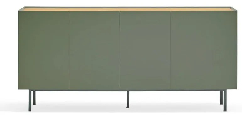 Zelená/v prírodnej farbe nízka komoda v dekore duba 165x78 cm Arista – Teulat