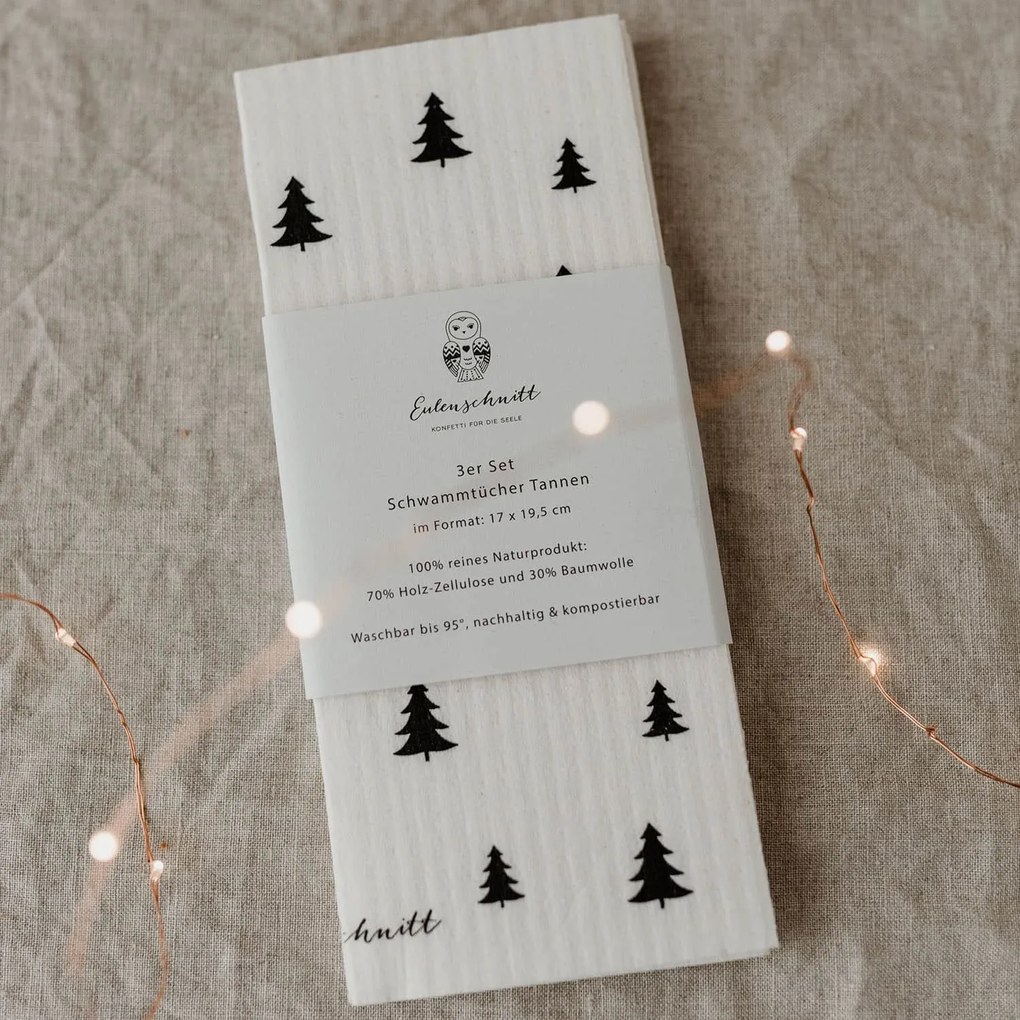 Eulenschnitt Prírodná hubová utierka Fir Trees – set 3 ks