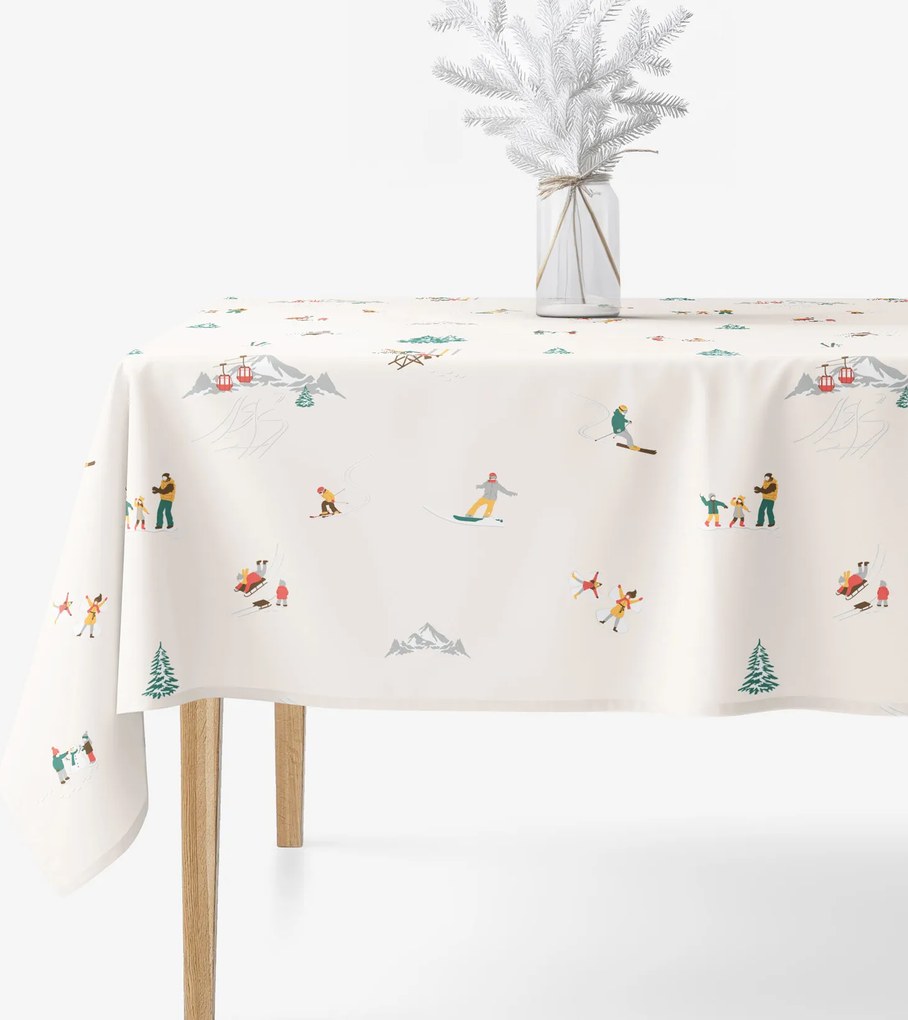 Goldea hranatý obrus 100% bavlnené plátno - zimné radovánky 120 x 140 cm