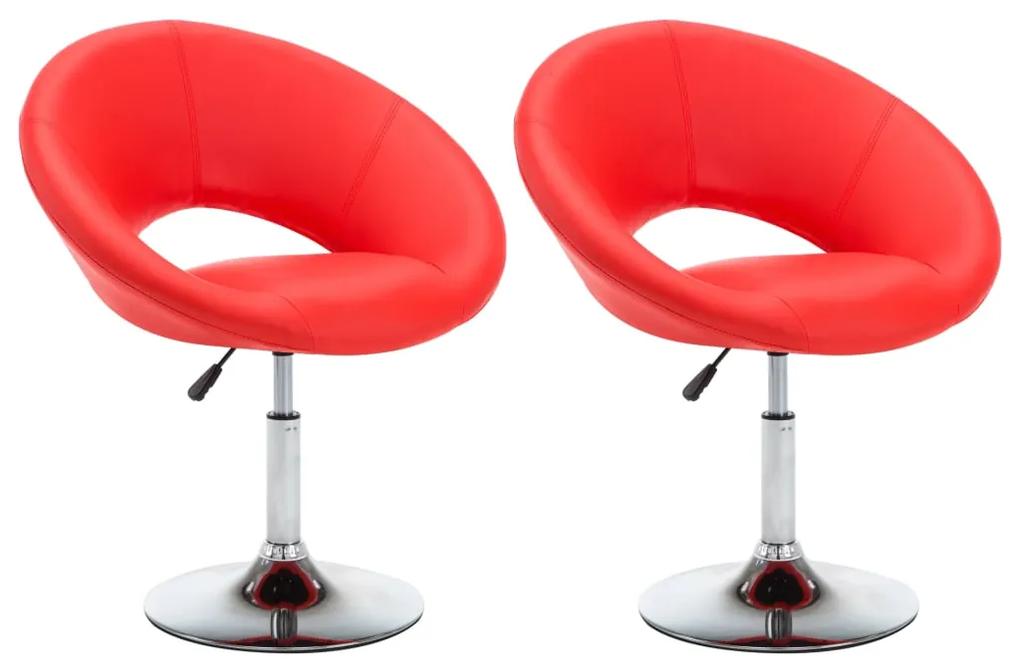 vidaXL Otočné jedálenské stoličky 2 ks, červené, umelá koža