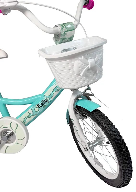 Detský bicykel s vodiacou tyčou, košíkom a pomocnými kolieskami 12 – pre deti od 2,5 do 4 rokov