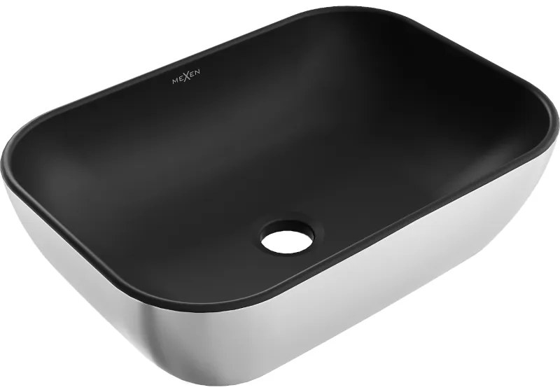 Mexen Rita, umývadlo na dosku 45x32x14 cm, čierna matná-strieborná, 21084574