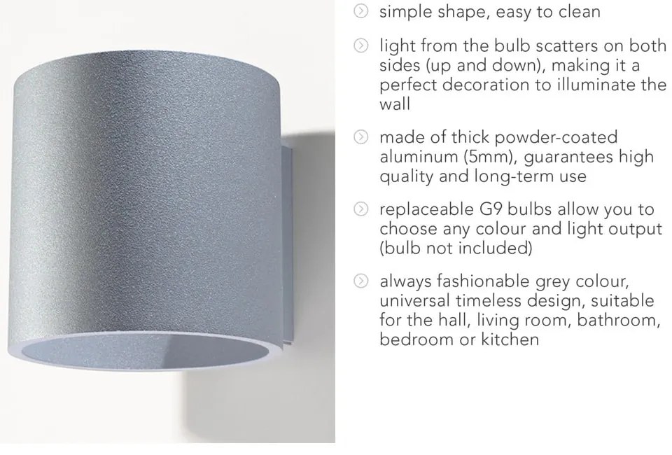 Sivé nástenné svietidlo Sollux Roda