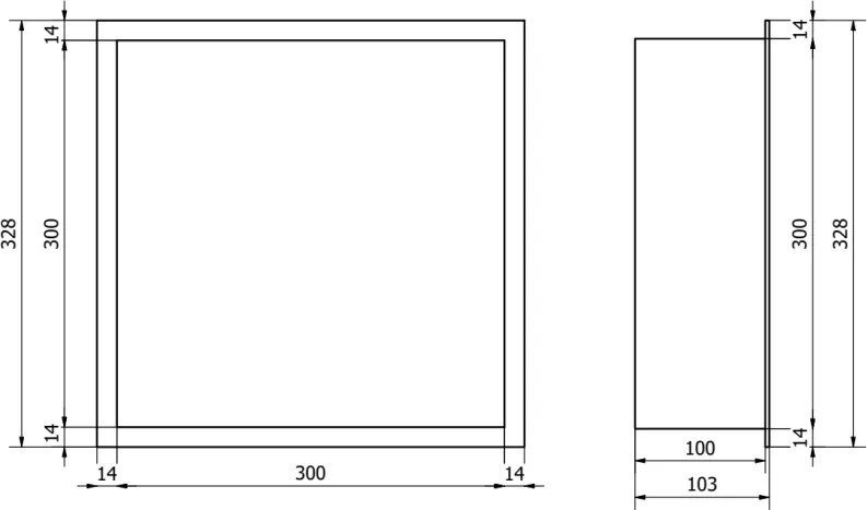 Mexen X-Wall-R, polica na zapustenie s prírubou 30 x 30 cm, grafitová matná - 19E0303010