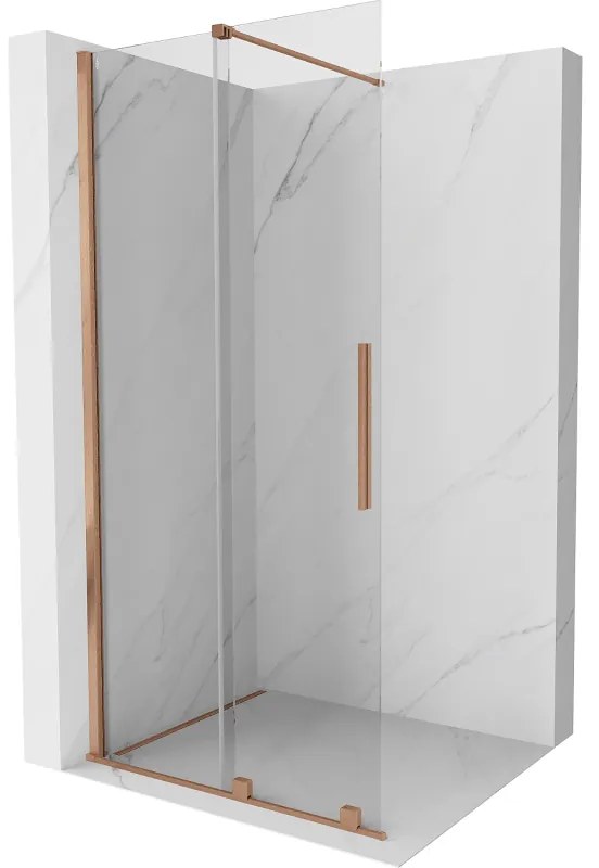 Mexen Velar, posuvné dvere do otvoru typ Walk-In 75 cm, 8mm číre sklo, medená matná, 871-075-000-03-65