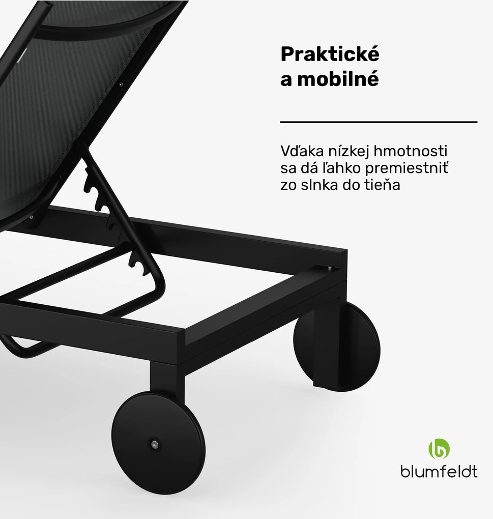 Blumfeldt Lucca Lounge ležadlo, nosnosť 120 kg, 5-stupňové, vodoodpudivé