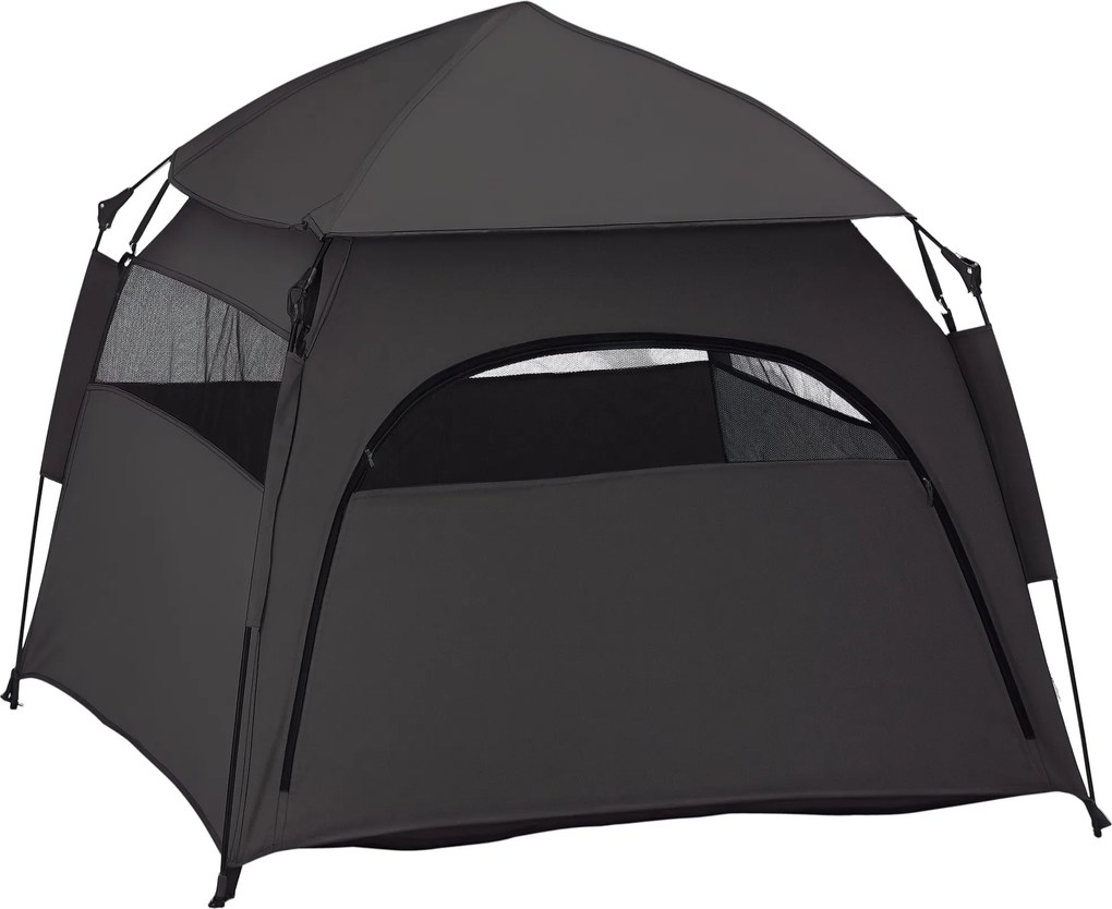 PawHut Pet Tent - Stan pre psov a mačky do exteriéru, Stan pre psov s sieťovým oknom, Tipi stan pre psov s prenášacím obalom, Slnečná clona pre záhrad