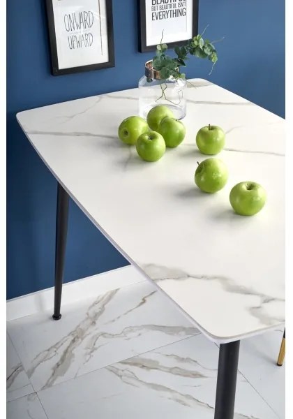 Jedálenský stôl ALARA, dekór biely mramor/čierna