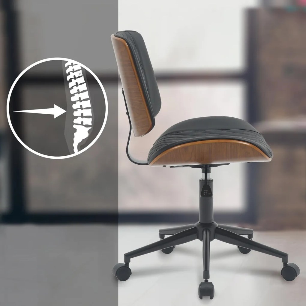 Design-Shop Kancelárska stolička Plover koženka - Orech / Čierna