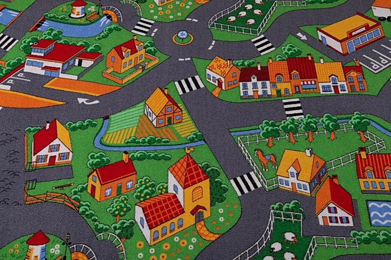 MAXMAX Detský koberec dedinkou multicolor