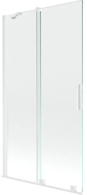 Mexen Velar, 2-krídlová posuvná vaňová zástena 100 x 150 cm, 8mm číre sklo, biely profil, 896-100-000-01-20