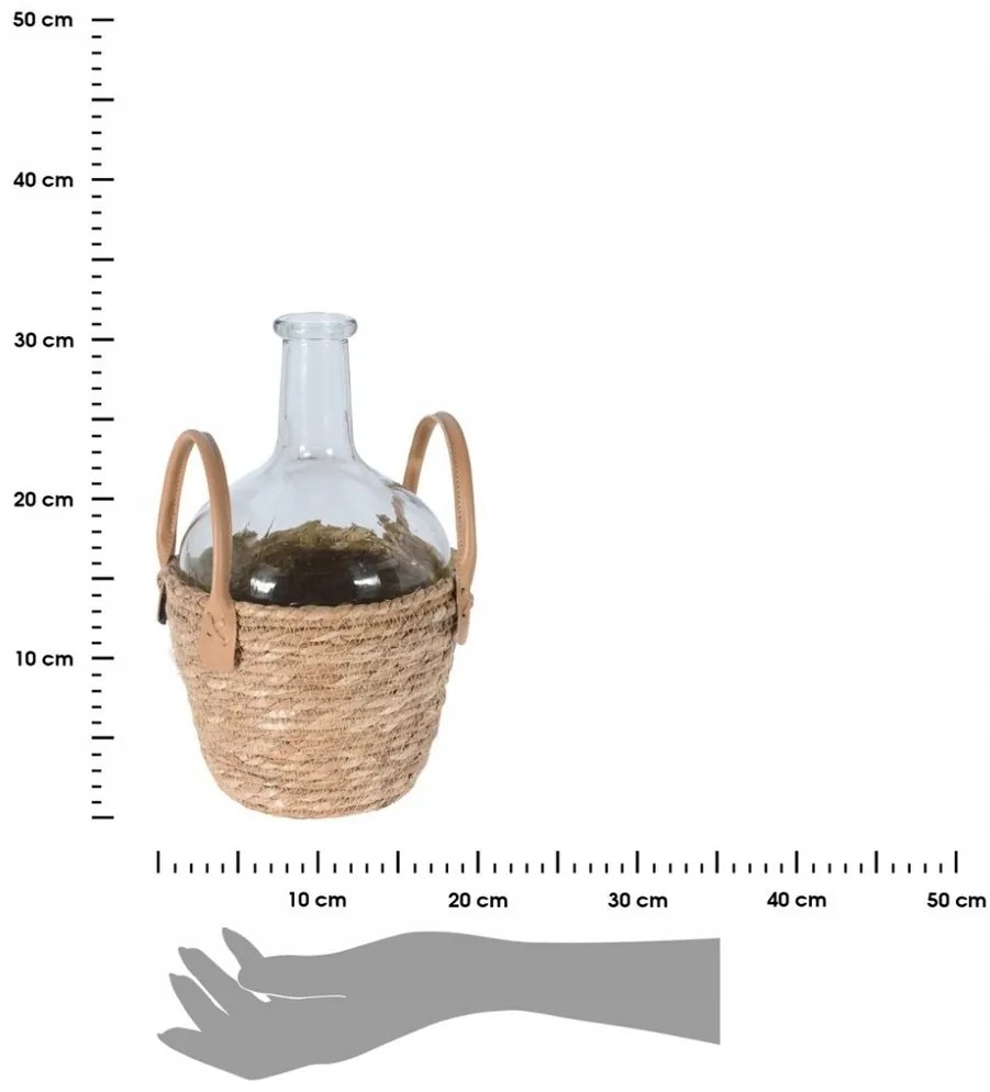 Sklenená váza LESMIE v boho košíku číra