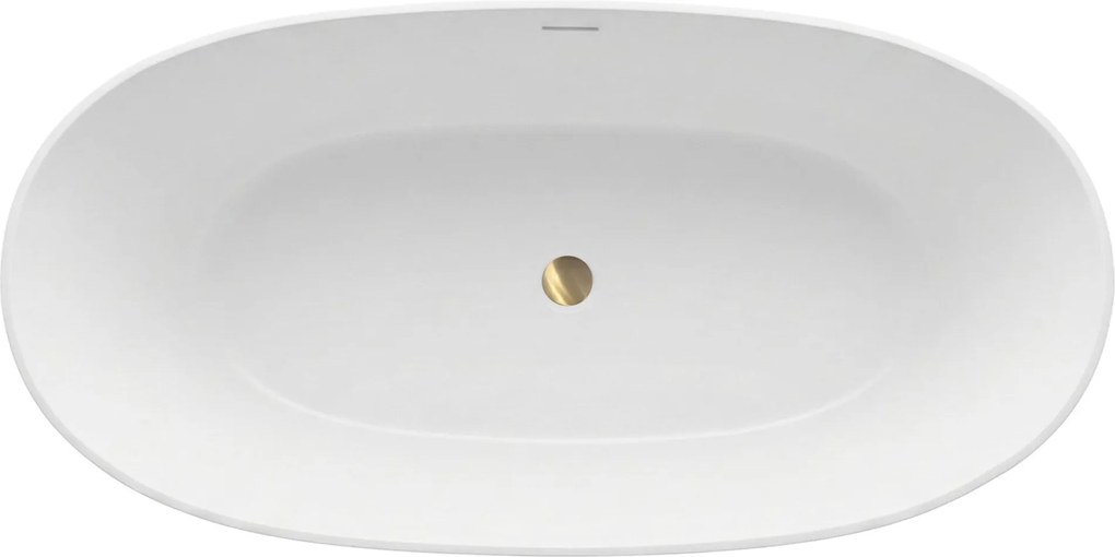 Rea Roma, voľne stojaca vaňa 170x75 cm, biela, zlatý matný click-clack, KPL-W7128