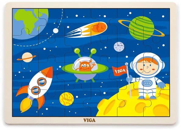 Puzzle na podstavci Viga 51461 24 dielikov - vesmírne dobrodružstvo