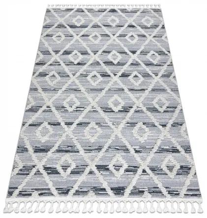 styldomova Sivo-biely shaggy koberec so strapcami Villa Z555A