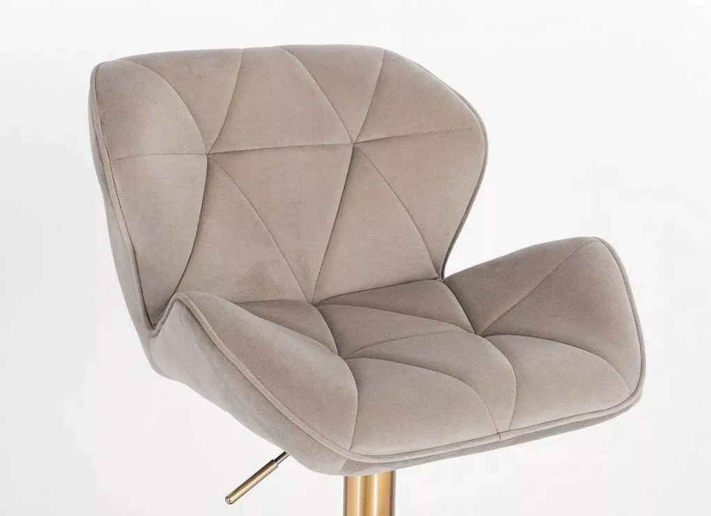 LuxuryForm DESIGN Barová stolička MILANO VELUR na zlatom tanieri - latte