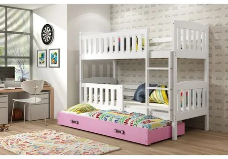 Detská poschodová posteľ KUBUS s výsuvnou posteľou 80x190 cm - biela Sivá