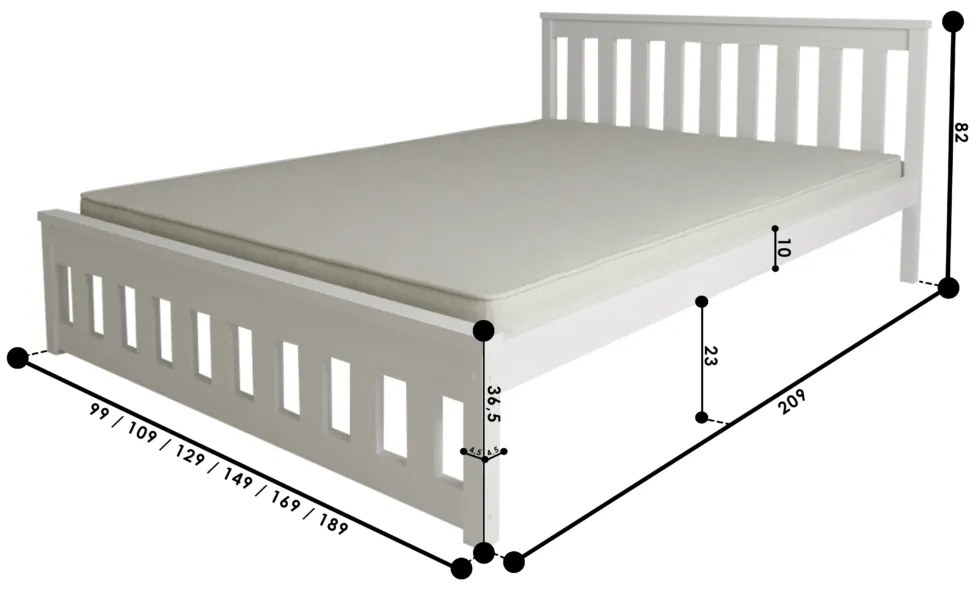 Posteľ MAICA 90 x 200 cm, biela Rošt: S lamelovým roštom, Matrac: Matrac Deluxe 10 cm