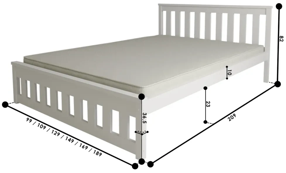 Posteľ MAICA 90 x 200 cm, biela Rošt: S latkovým roštom, Matrac: Matrac SOMNIA 18 cm