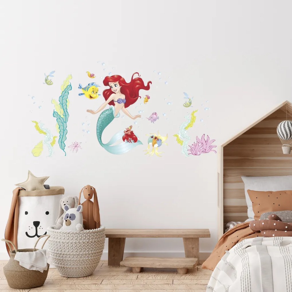 Samolepka na stenu "Ariel - malá morská víla" 42x83cm