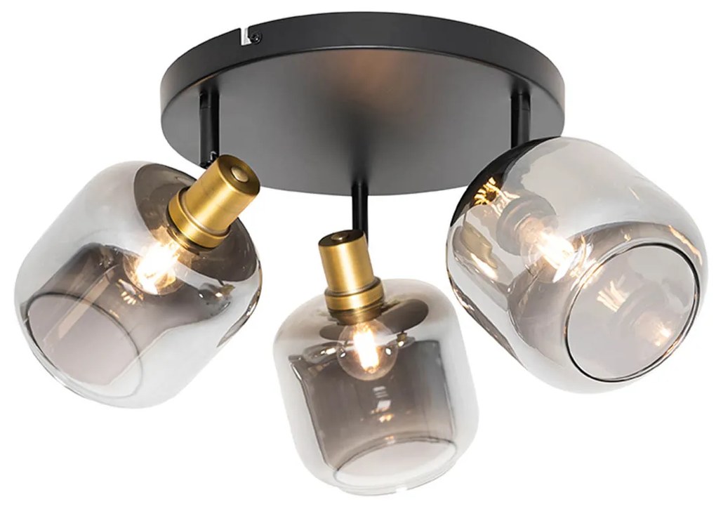 Inteligentné stropné bodové svetlo čierne so zlatom a dymovým sklom vrátane 3 Wifi P45 - Zuzanna