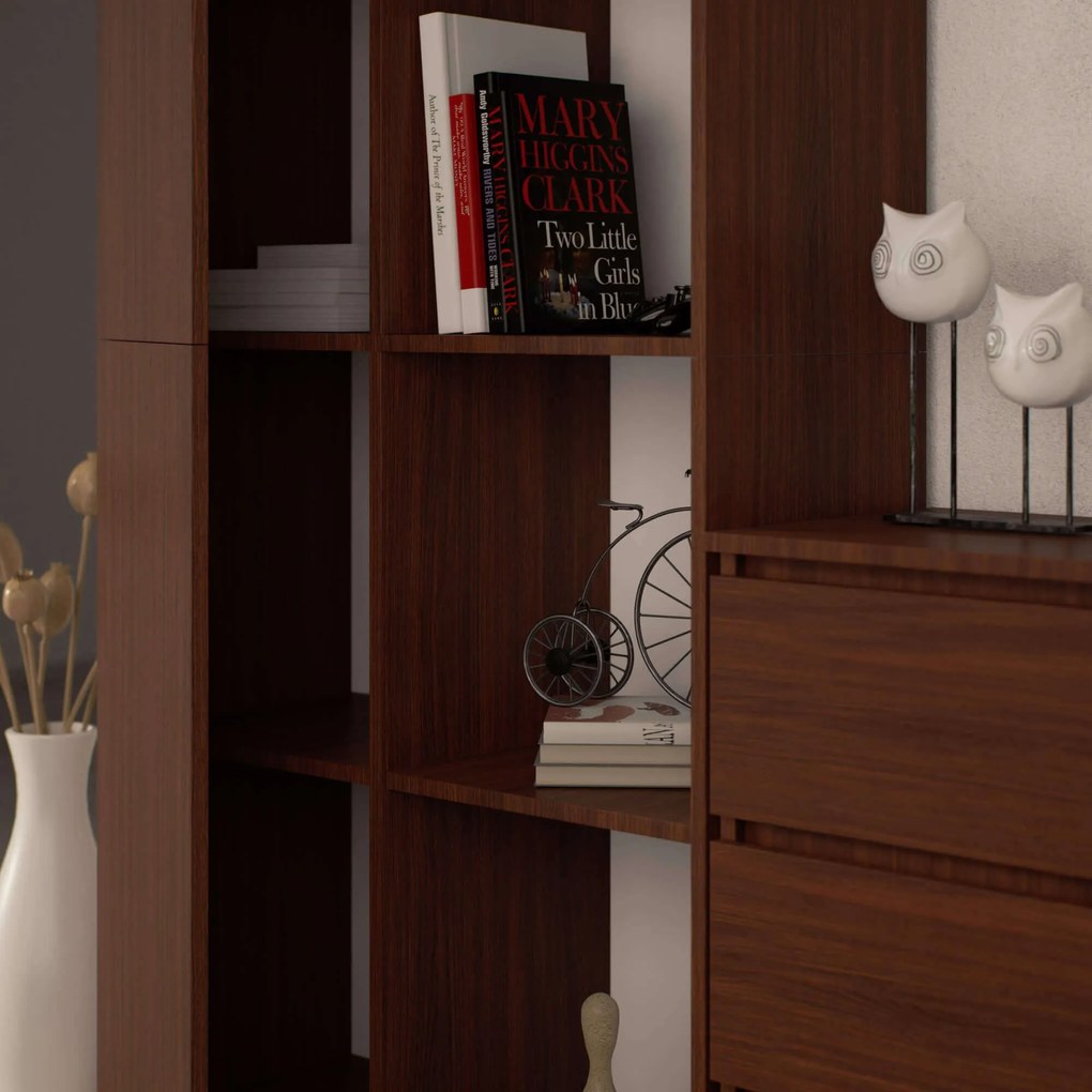 Regál Rexa 80 cm 1 skrinka a 4 police wenge