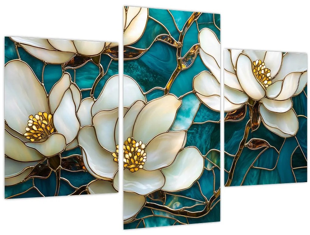 Obraz - Vitráž s magnóliou (90x60 cm)