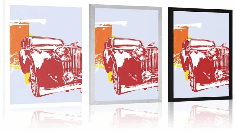 Plagát retro auto s abstrakciou - 40x60 silver