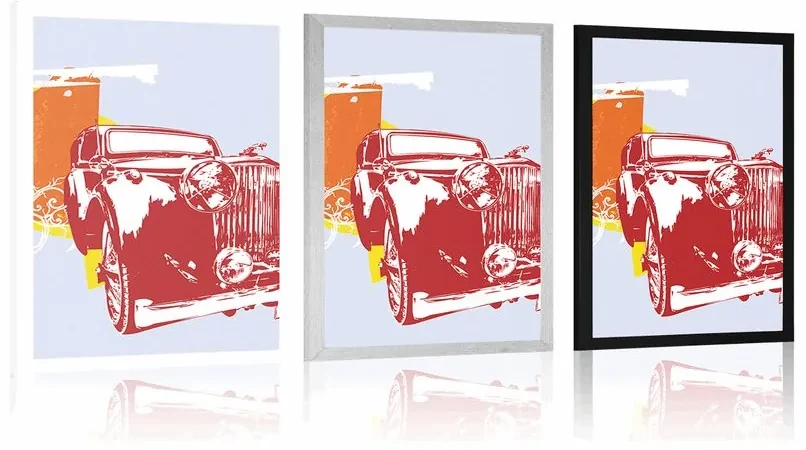 Plagát retro auto s abstrakciou - 60x90 black