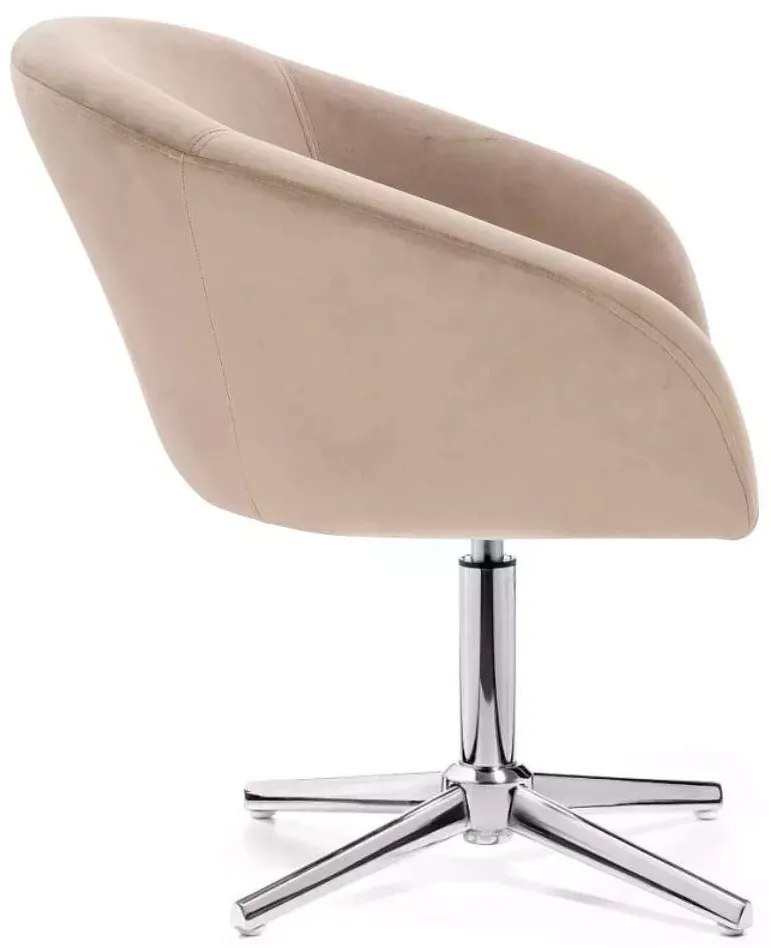 LuxuryForm DESIGN Stolička VENICE VELUR na striebornom kríži - latte