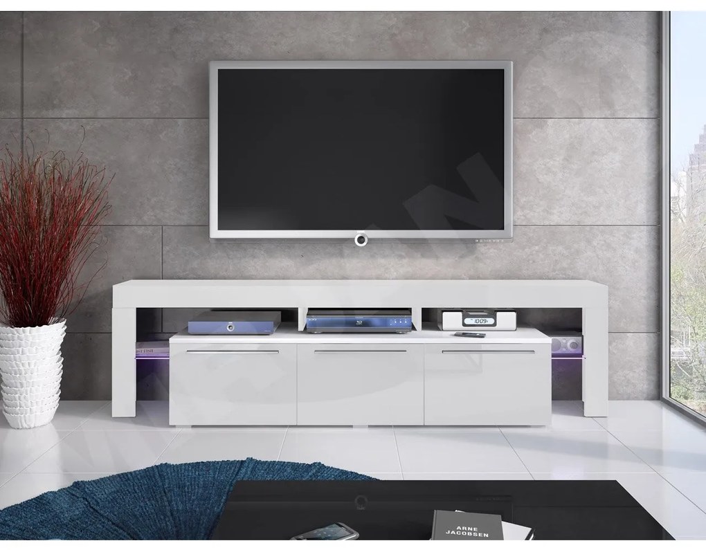 TV skrinka Quatro 150 Plus, Farby: biela / šedý lesk