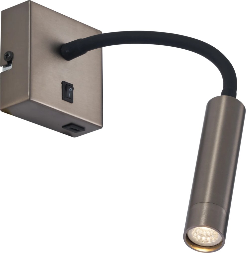 Sada 2 moderných antracitových nástenných lámp s USB-C - Gosna