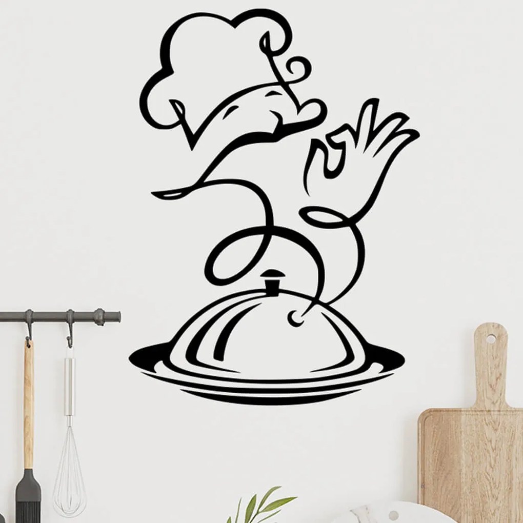 Veselá Stena Samolepka na stenu na stenu Kuchárovo prekvapenie Farba: černá