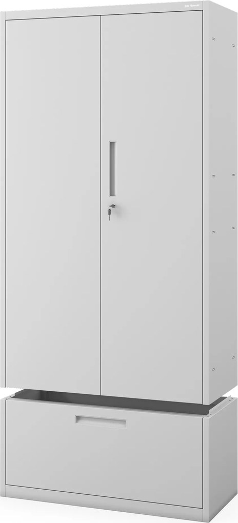 Modulárna kovová multifunkčná skriňa s vysokou zásuvkou sivá MEGAN 1950 x 900 x 400 mm