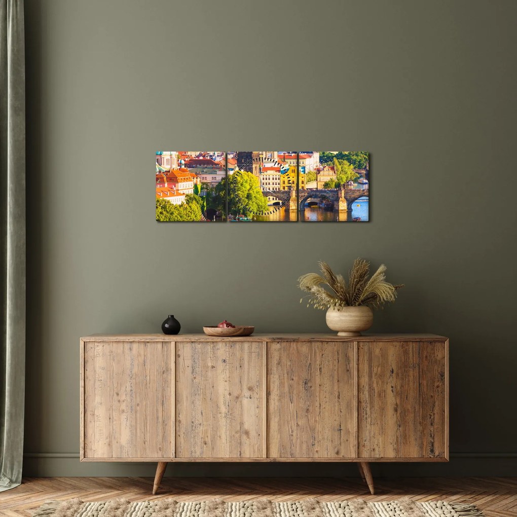 Obraz - Praha II. (s hodinami) (90x30 cm)