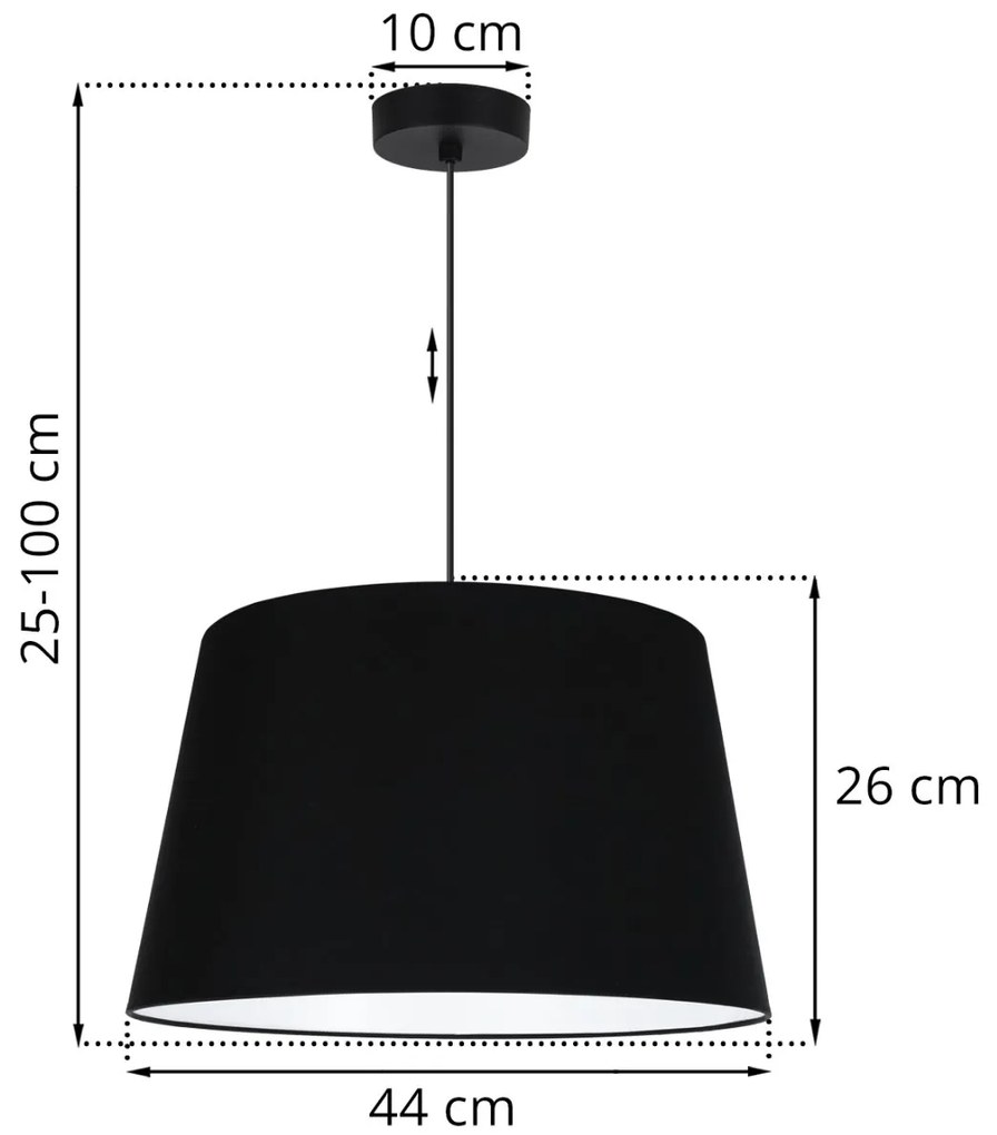 Závesné svietidlo Gaja, 1x čierne textilné tienidlo, (fi 44cm), b