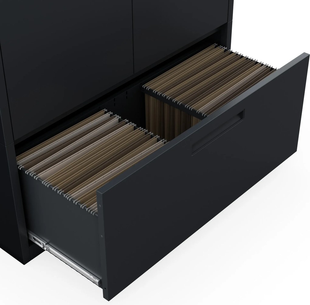 Modulárna kovová multifunkčná skriňa s vysokou zásuvkou antracitová MEGAN 1950 x 900 x 400 mm