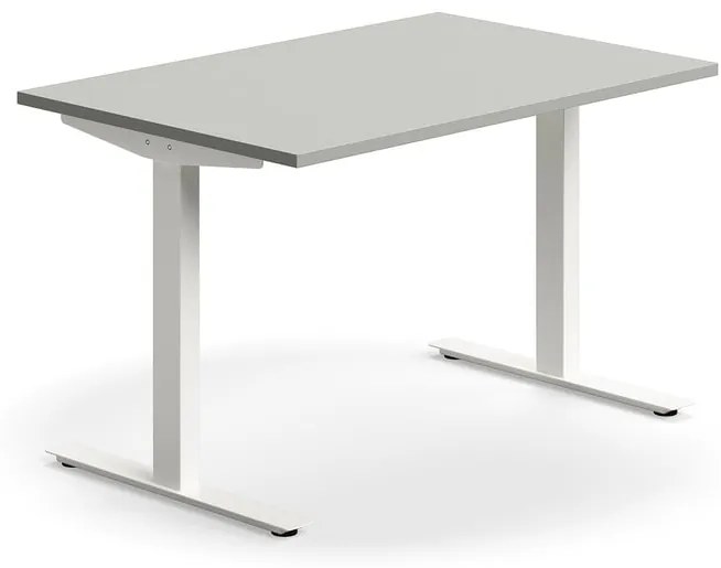 Kancelársky stôl QBUS, rovný, 1200x800 mm, T-rám, biely rám, svetlošedá