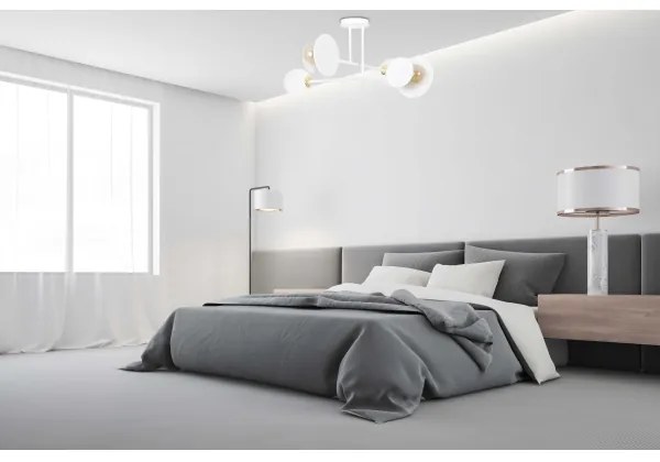 Luster na tyči MINERVA 2xE27/15W + 2xE14/10W/230V biela