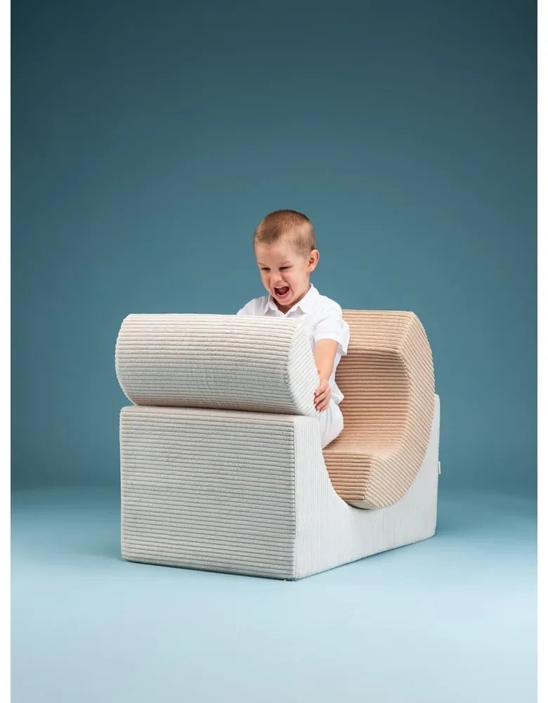 Krémovobiele menčestrové penové ihrisko 75x49x37 cm Rainbow Montessori – Wigiwama