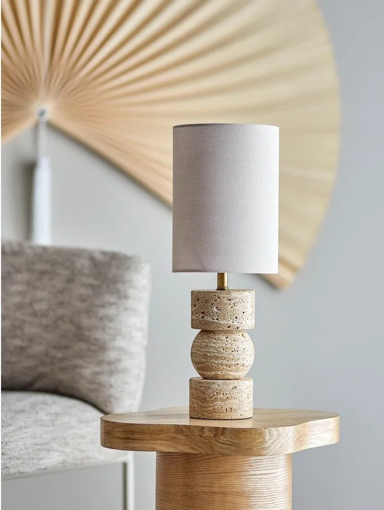 Kamenná stolová lampa v prírodnej farbe s textilným tienidlom (výška 53 cm) Marci – Bloomingville
