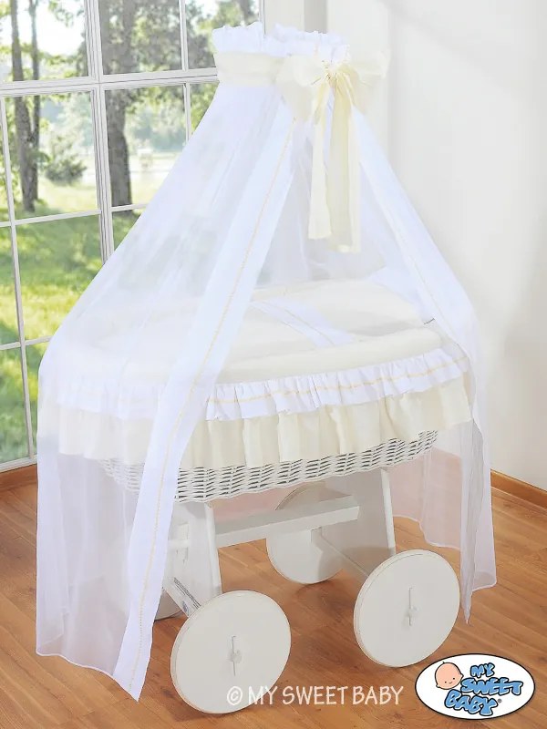 My Sweet Baby Prútený košík/Deluxe Prútená postieľka so závesom- krém Bellamy