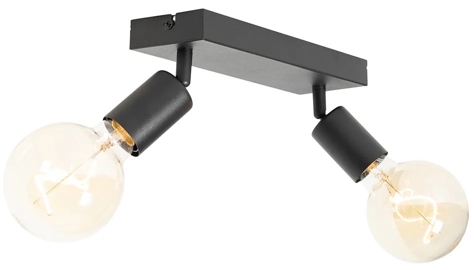 Moderné bodové svetlo čierne obdĺžnikové 2-žiarovkové - Facil