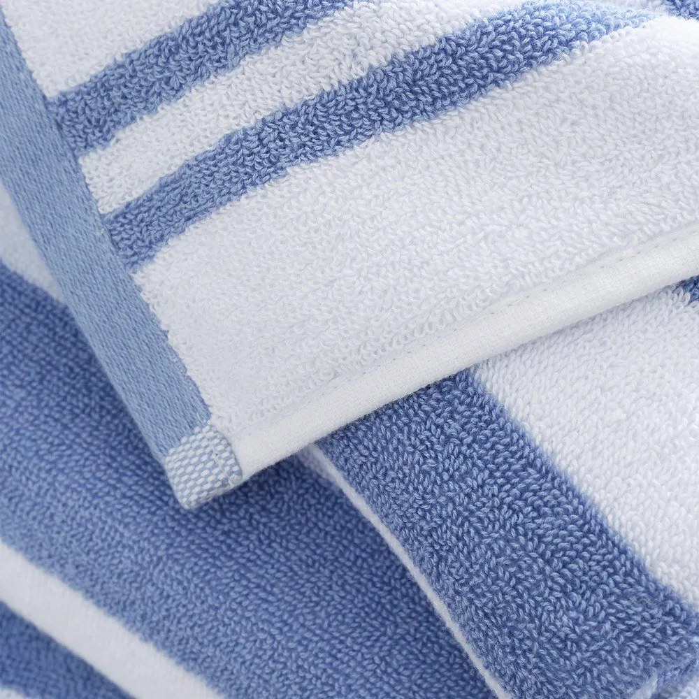 Biela/modrá bavlnená osuška 70x120 cm Stripe Jacquard – Bianca