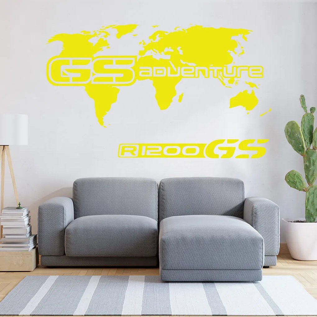 Veselá Stena Samolepka GS Adventure Mapa Farba: bílá, Veľkosť: 60 x 35 cm