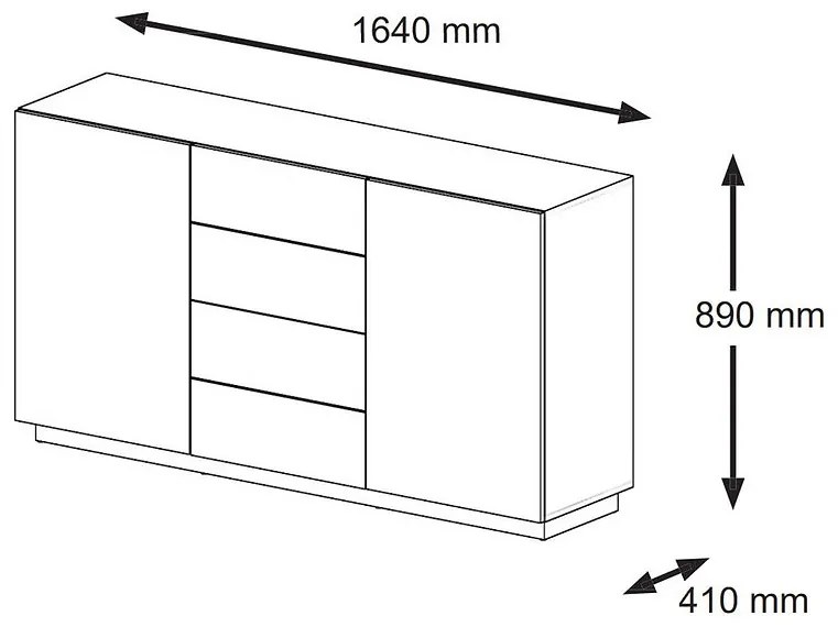 Komoda Aurora KOM2D4S (dub artisan + matná čierna). Akcia -20%. Vlastná spoľahlivá doprava až k Vám domov. 1124845