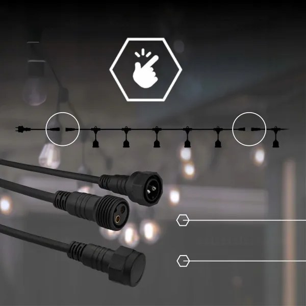 LED vonkajšia dekoratívna svetelná reťaz 10xE27/1W/230V 6,44 m IP44 čierna