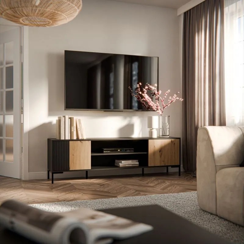 TV stolík Merci 180 cm čierny/dub artisan