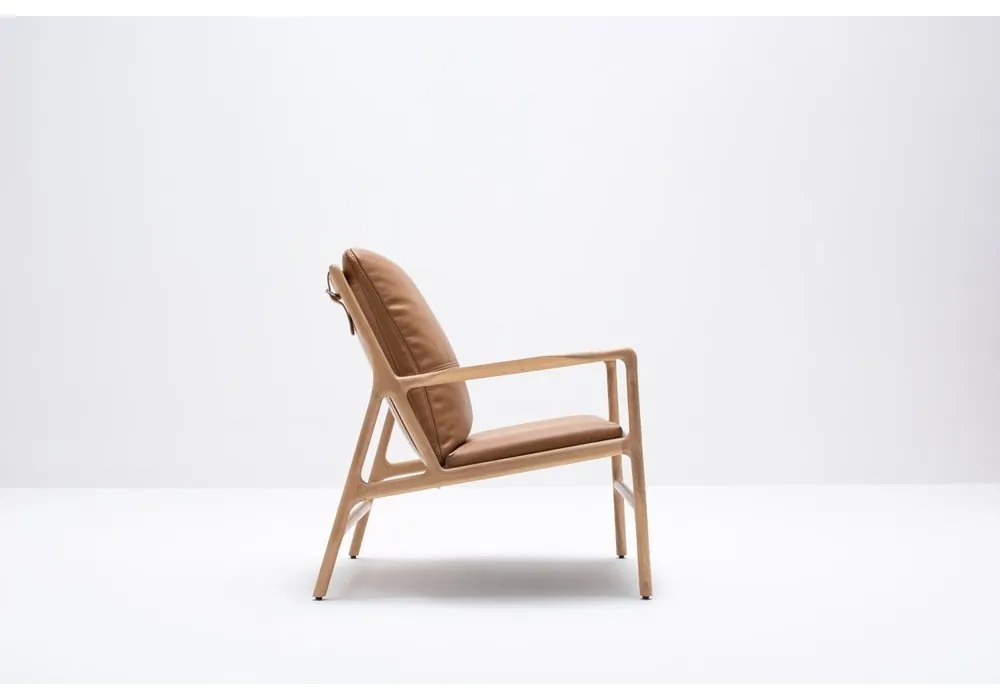 Kožené kreslo v hnedo-prírodnej farbe Dedo – Gazzda