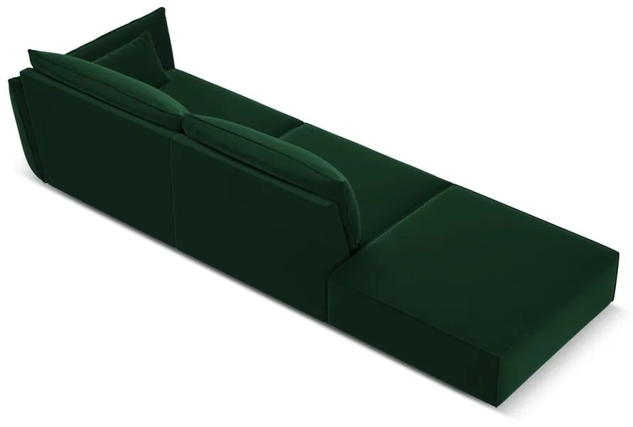 Tmavozelená zamatová pohovka pravý roh 264 cm Vanda – Mazzini Sofas